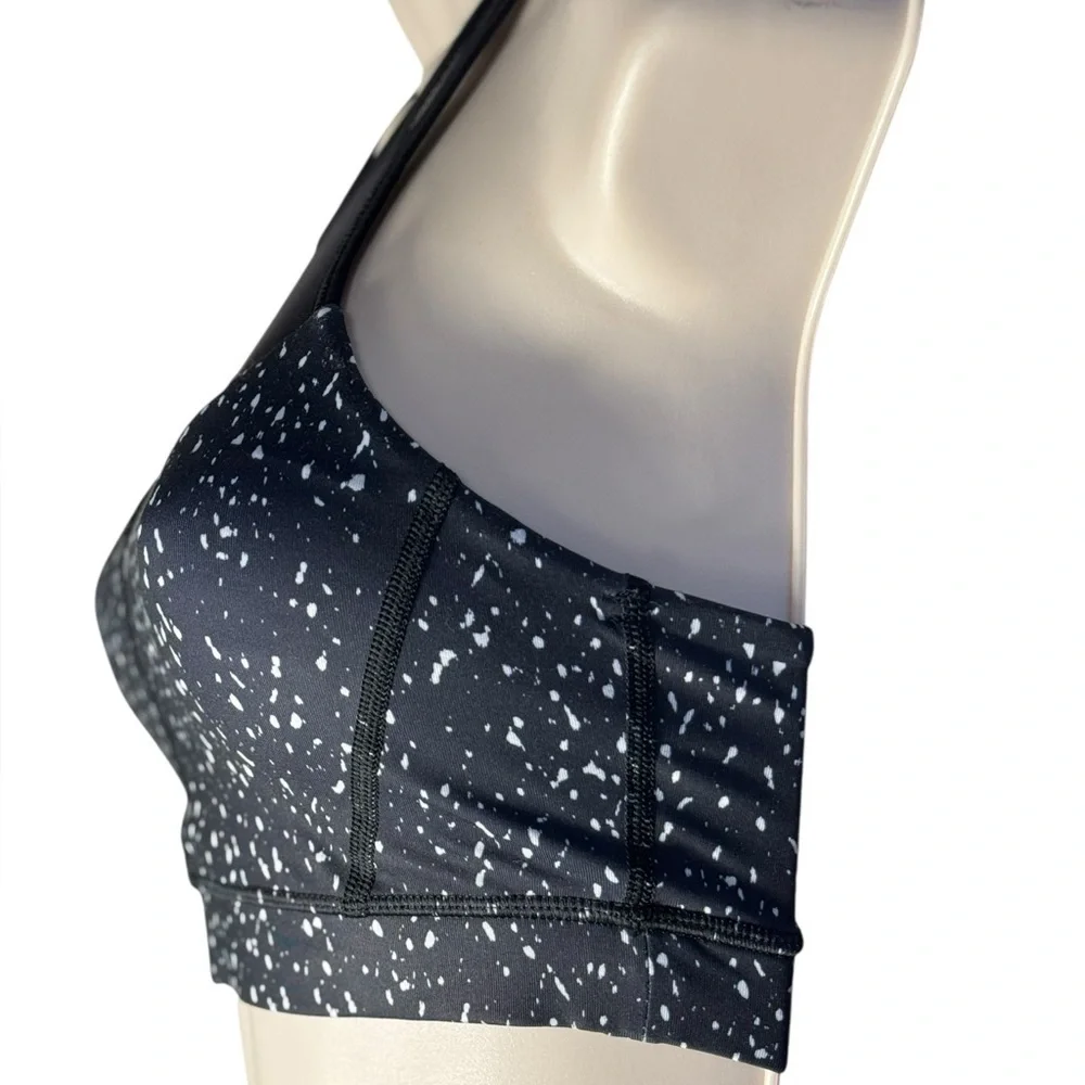 LULULEMON High Neck Mesh Bra SIZE 2 Black white EEUC RACERBACK MESH